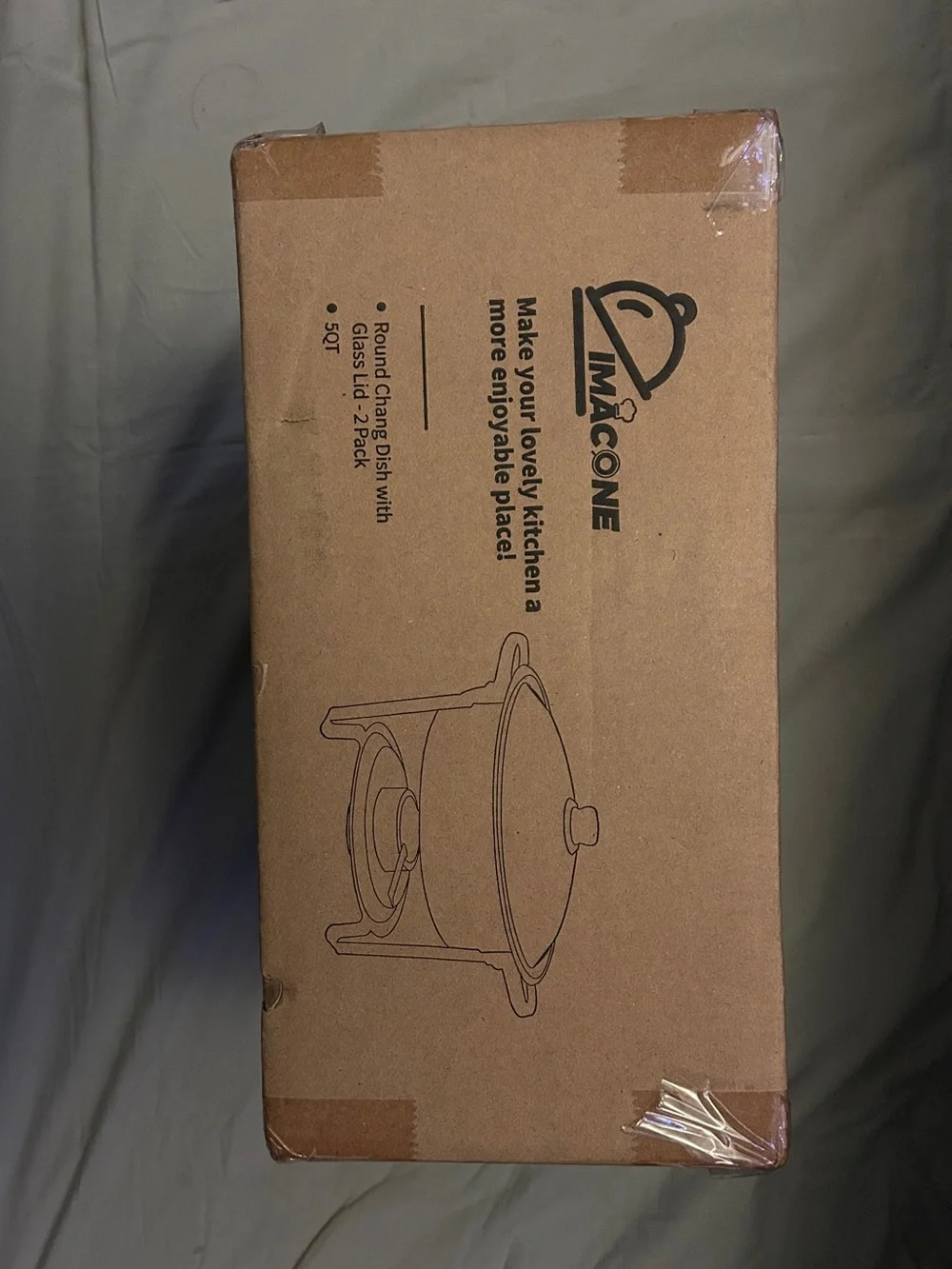 Imacone Round Chafing Dish with Glass Lid - Brown Kraft - 2 Pack